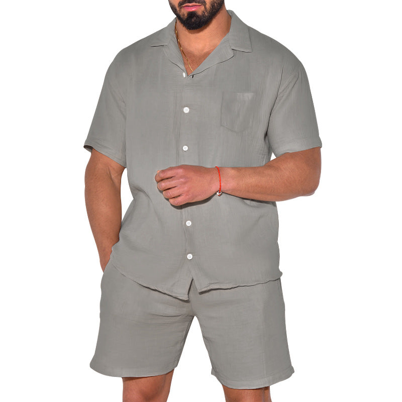 Herren Leichte und atmungsaktive Kurzarm-Hemd-Shorts Kombination Echoarchiv