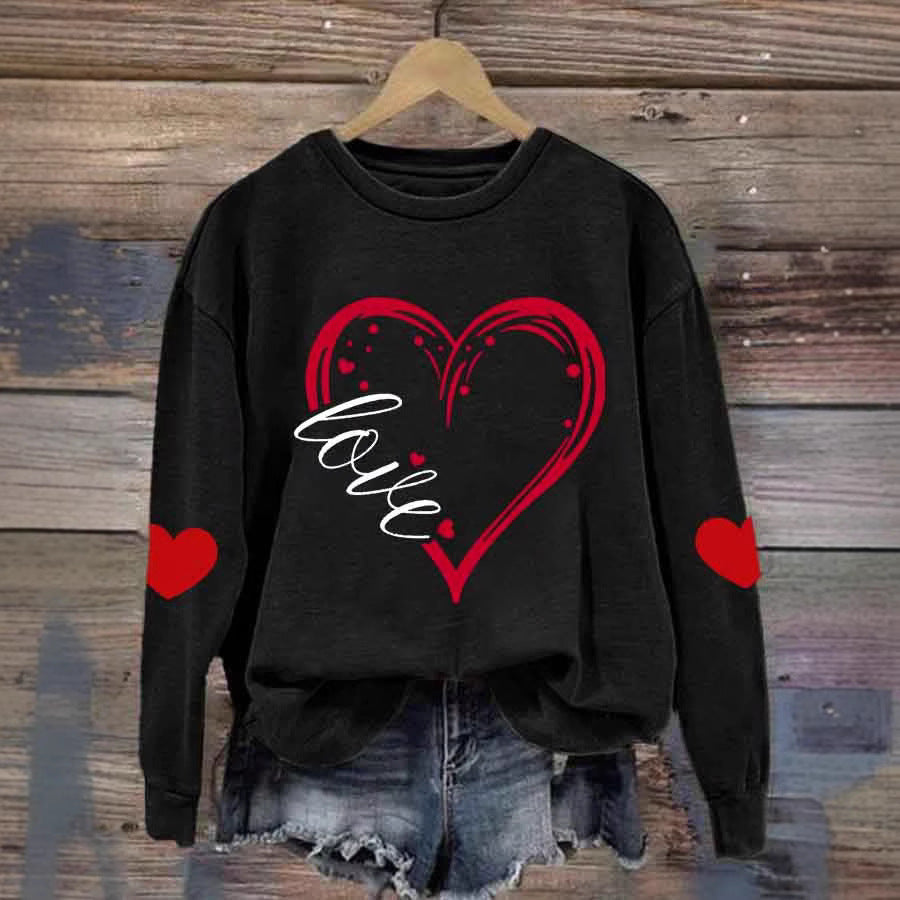 Damen Gemütlicher Pullover mit Herzmotiv Echoarchiv
