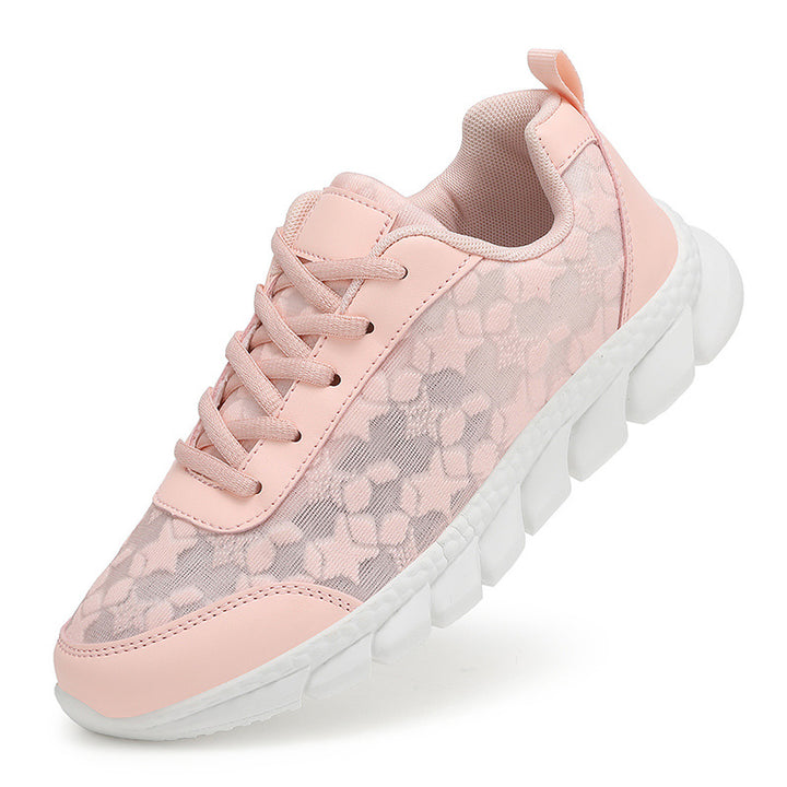 Damen nan Netz-Sneaker mit floralem Durchbruchmuster, flexibler Segmentsohle und gepolstertem Fersenkragen Echo Archiv