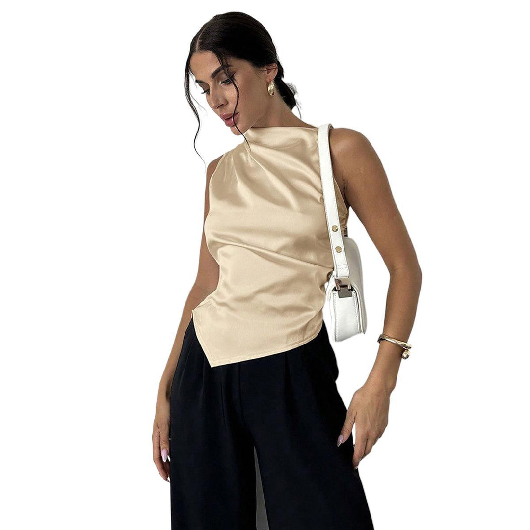 Damen elegantes, tailliertes Satinoberteil mit asymmetrischem Saum Echo Archiv