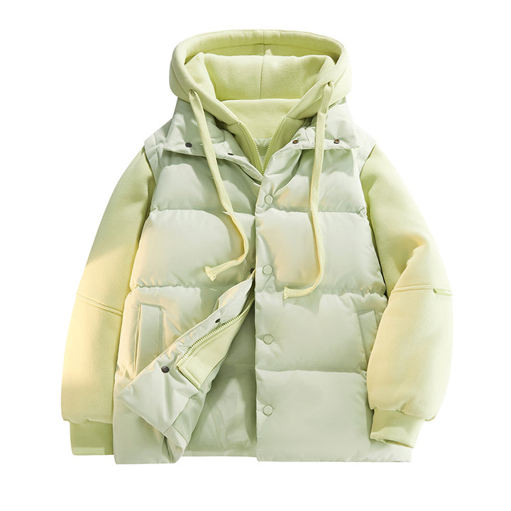 Männliche Nano Hybrid gepolsterte Jacke mit Fleeceärmeln, Kapuze und verdecktem Druckknopfverschluss – Taviero