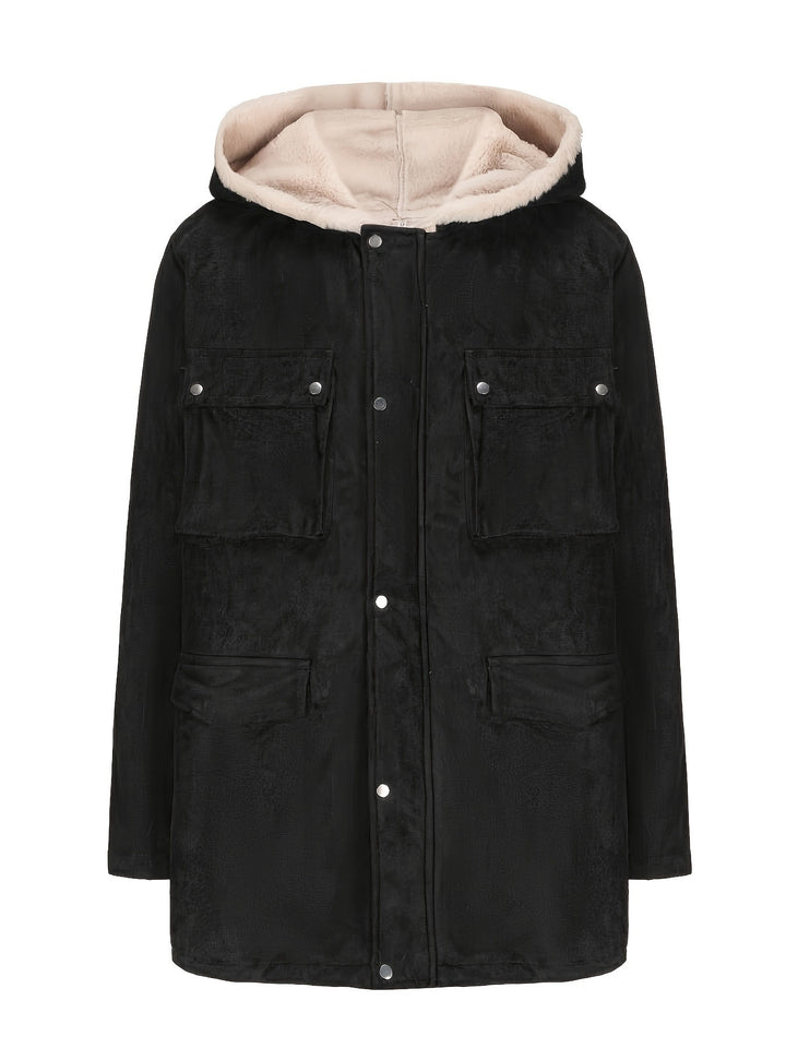 Herren Parka im Field‑Stil mit Teddyfutter in Kapuze, aufgesetzten Pattentaschen und Druckknopfverschluss Echoarchiv