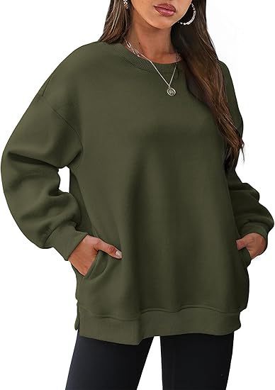 Damen nan lässiger Oversize-Sweatpullover mit seitlichen Eingrifftaschen, geripptem Saum und überschnittener Schulter Echo Archiv
