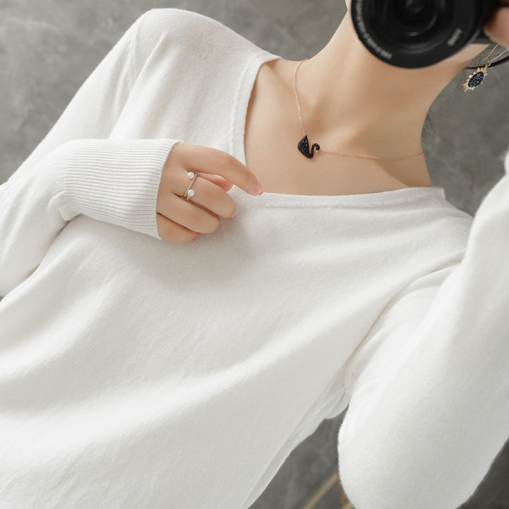 Damen leichter V-Ausschnitt Kaschmir-Look Feinstrickpullover Echoarchiv