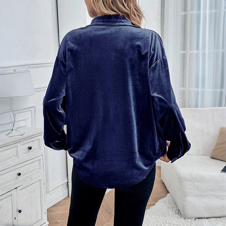 Damen Elegante Samt Bluse mit Knopfdetails Echo Archiv