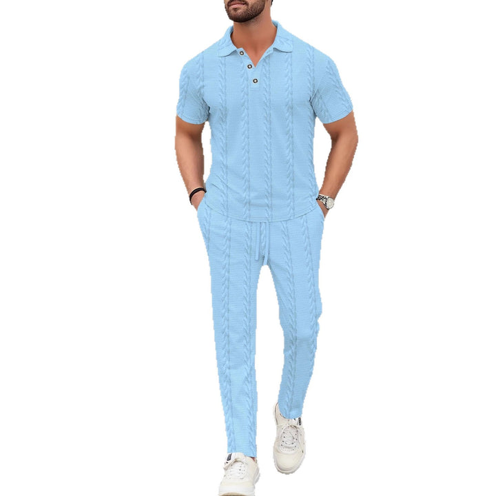 Herren elegantes Freizeitanzug mit stilvollem Strickmuster Echoarchiv