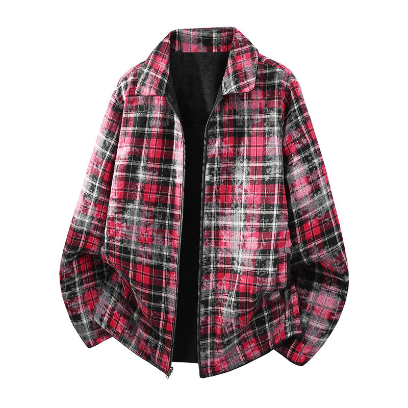 Herren Oversize Hemdjacke im Wildleder-Look mit karierter Flanell-Innenfütterung Echo Archiv