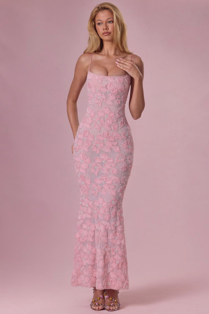 Damen Elegantes Maxikleid mit floralem Spitzenmuster Echo Archiv