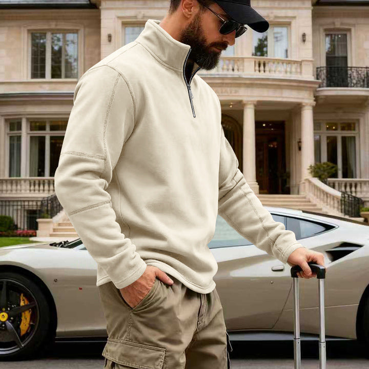 Herren Halbzip-Sweatshirt mit Stehkragen und markanten Nahtdetails – Cavarno