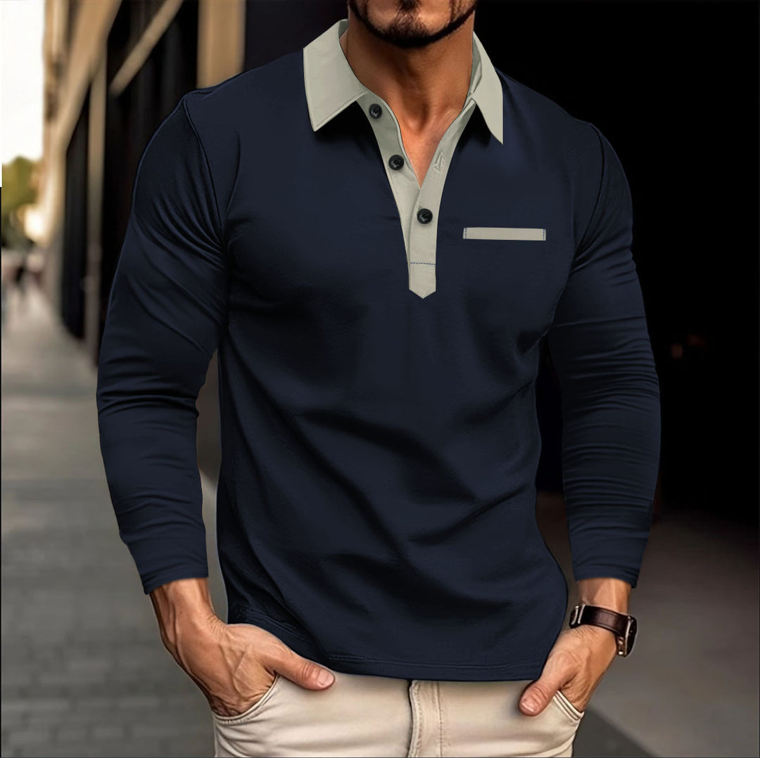 Herren Langarm Polohemd mit modischem Design und praktischen Details Echoarchiv