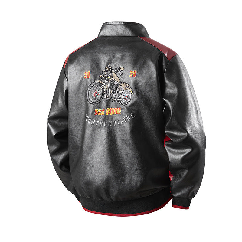 Herren Modische Kunstlederjacke mit aufwendiger Stickerei Echo Archiv