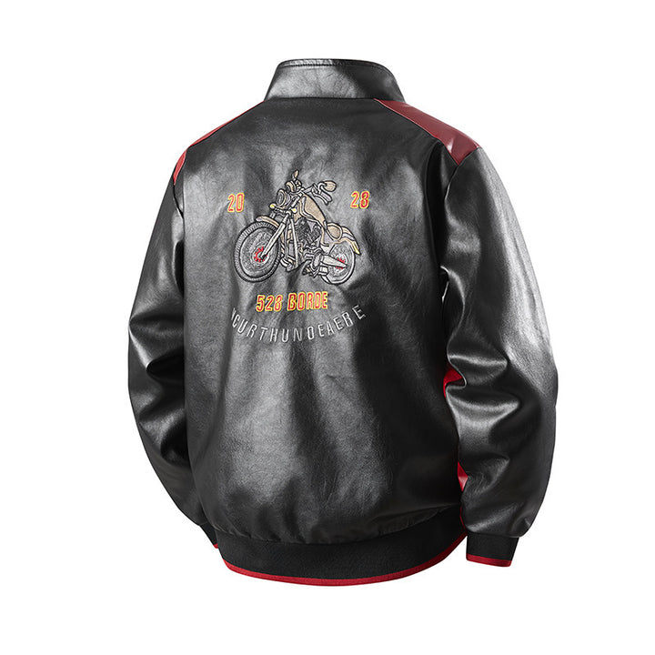 Herren Modische Kunstlederjacke mit aufwendiger Stickerei Echo Archiv