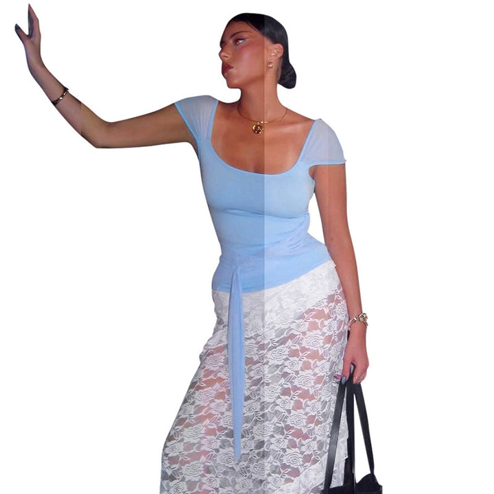 Damen figurbetontes Oberteil mit raffiniertem Wickeldesign Echo Archiv