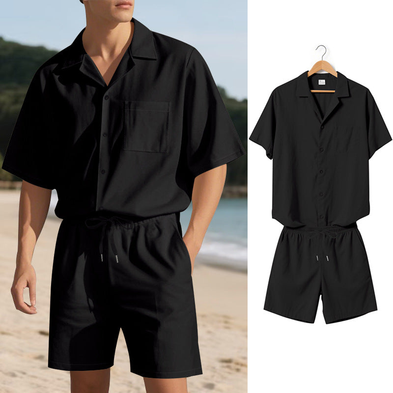 Herren modisches Sommer Set aus komfortablem Kurzarmhemd und Shorts Echoarchiv