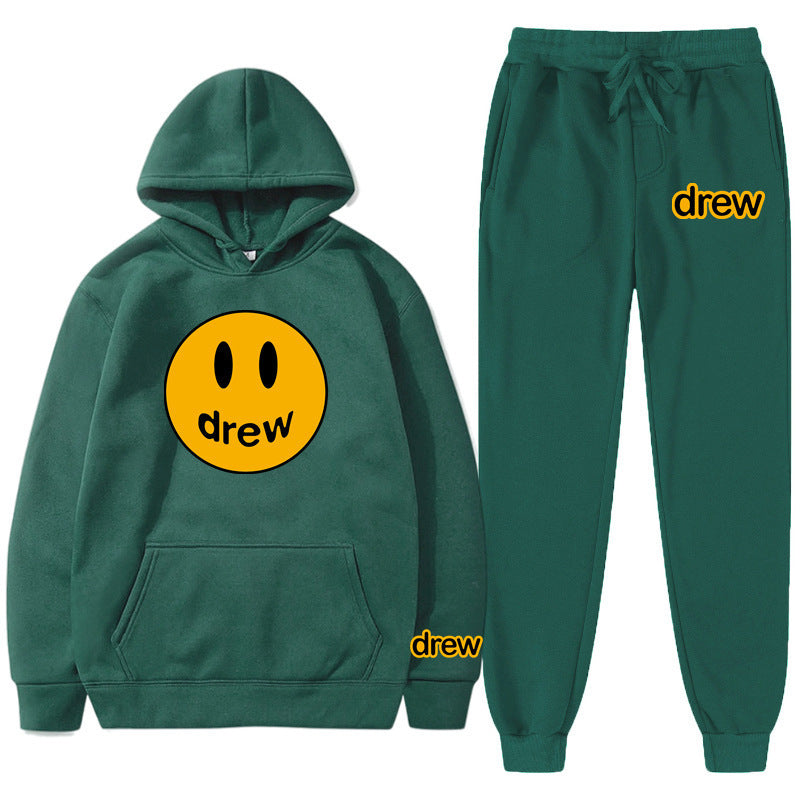 Unisex nan zweiteiliges Lounge-Set aus French-Terry mit Smiley-Print Kapuzenpullover und tapered Jogginghose Echo Archiv