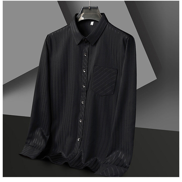 Herren elegantes Langarmhemd mit feiner Streifenstruktur Echoarchiv