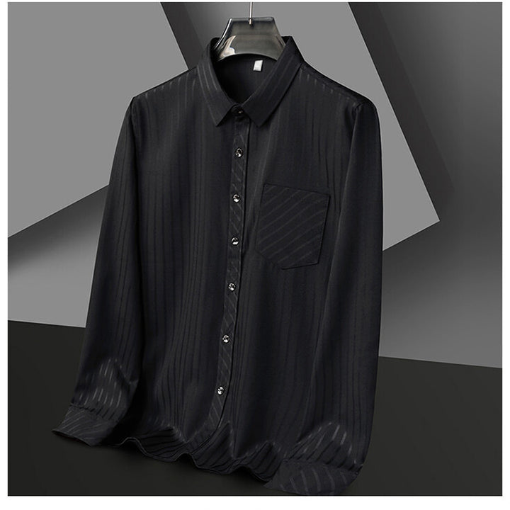 Herren elegantes Langarmhemd mit feiner Streifenstruktur Echoarchiv