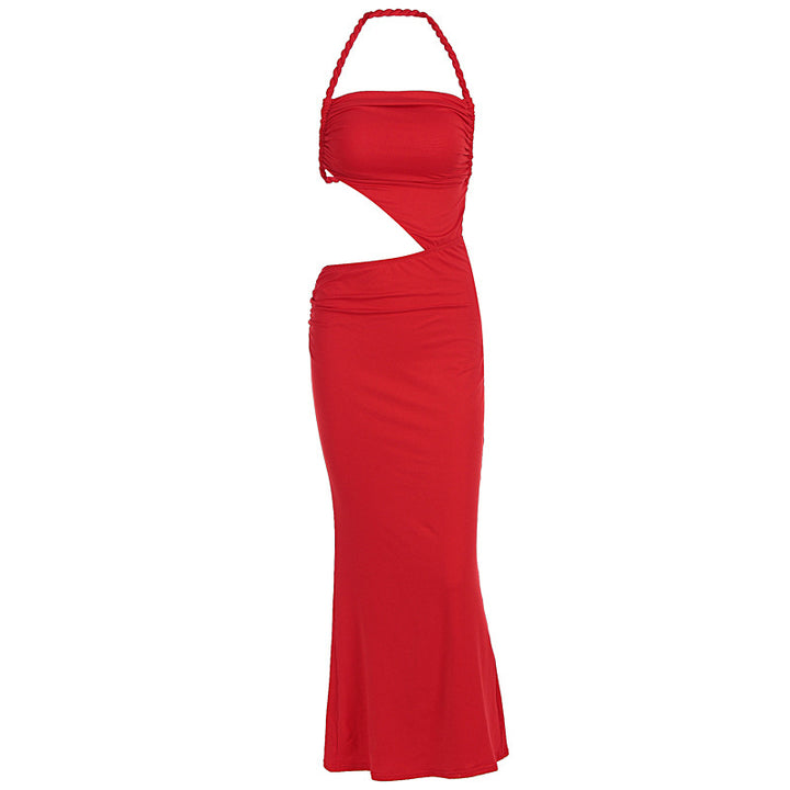 Damen Figurbetontes Maxikleid mit asymmetrischem Schnitt und raffinierten Rüschendetails Echo Archiv