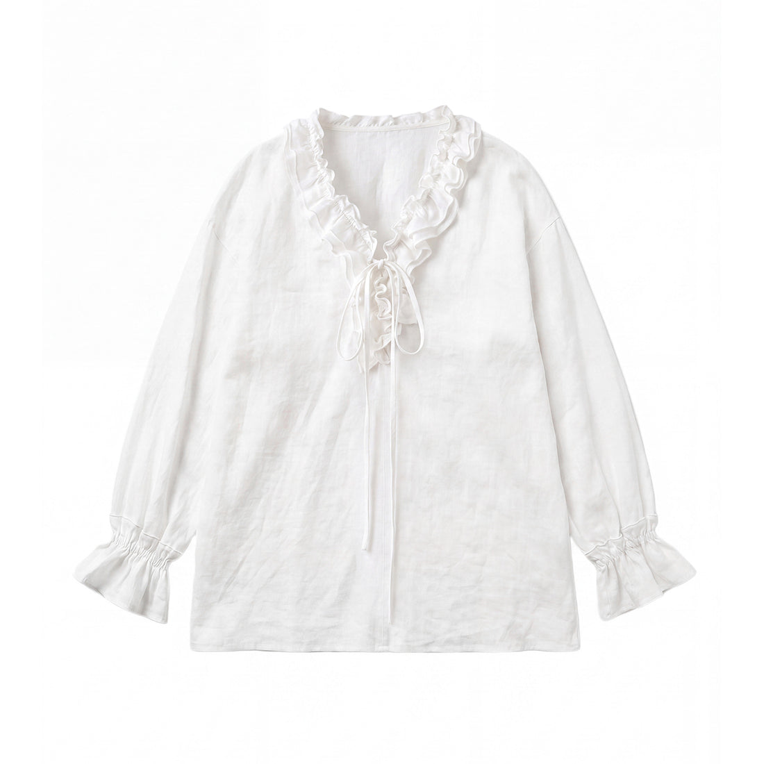 Damen Luftige Leinenbluse mit Rüschen – Élovi