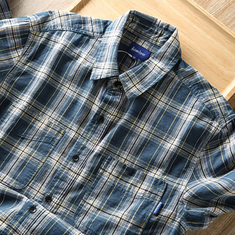 Herren Kariertes Flanellhemd mit Brusttaschen und Regular-Fit Echoarchiv