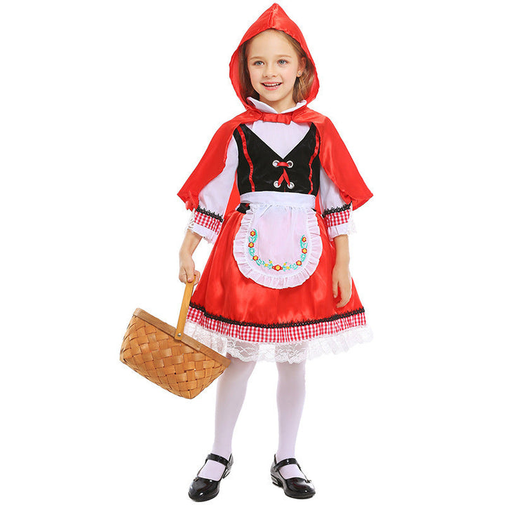 Mädchen Märchenhaftes Rotkäppchen Kostüm mit Umhang und gestickter Schürze Echo Archiv