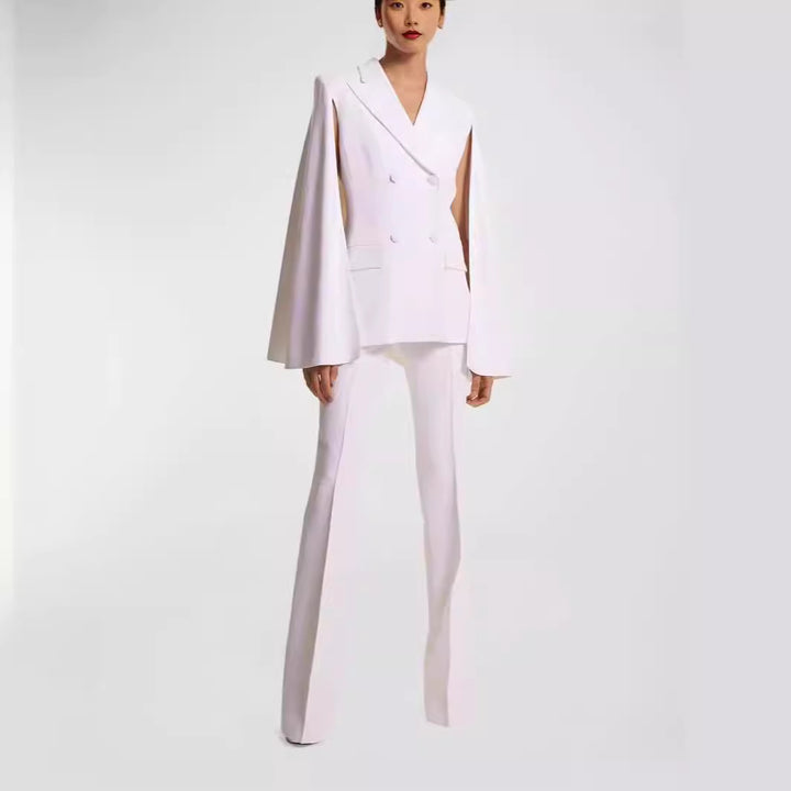 Damen Doppelreihiger Blazer mit Cape-Ärmeln und taillierter Silhouette Echoarchiv
