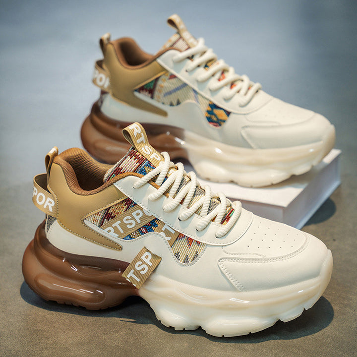 Damen Plateau-Sneaker mit voluminöser Sohle und gewebten Ethno-Details Echoarhiv – Névara