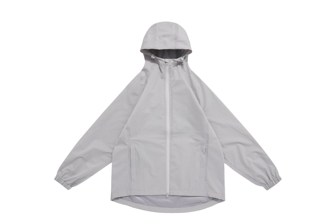 Unisex Leichte Regenjacke mit Kapuze, Zwei‑Wege‑Reißverschluss und verlängertem Saum Echoarchiv