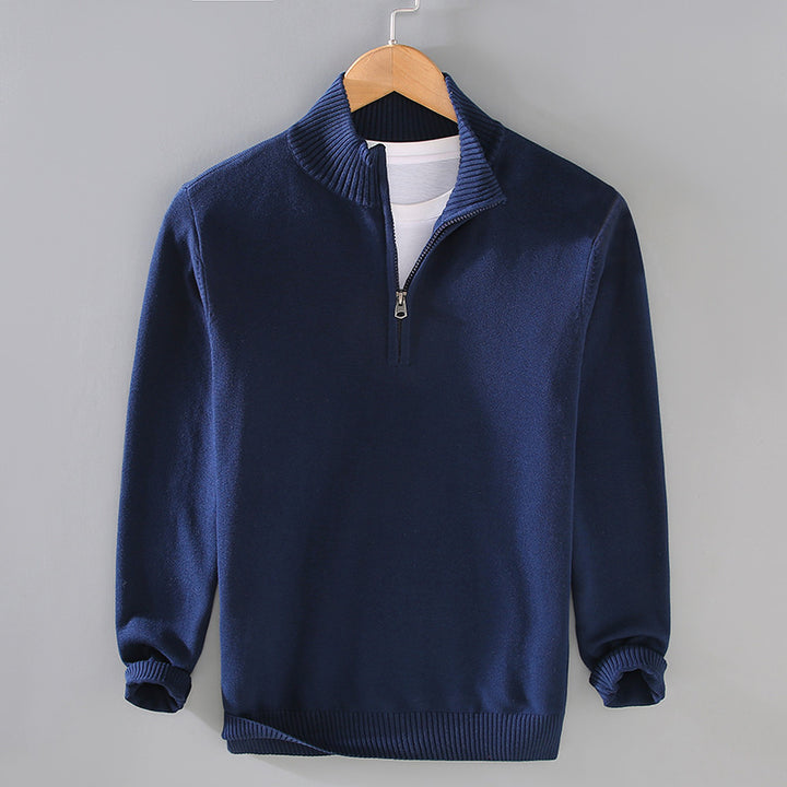 Herren komfortabler Pullover mit modernem Stehkragen und dezenter Reißverschlussöffnung Echoarchiv