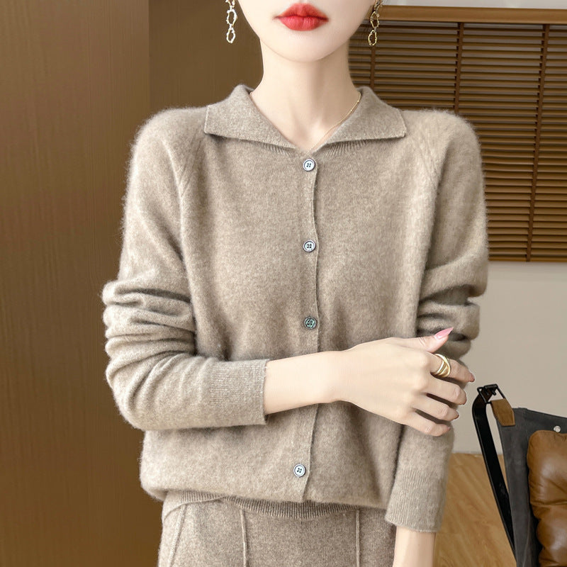 Damen Kuscheliger Reverskragen-Cardigan im Kaschmir-Look mit Mohair-Effekt Echoarchiv