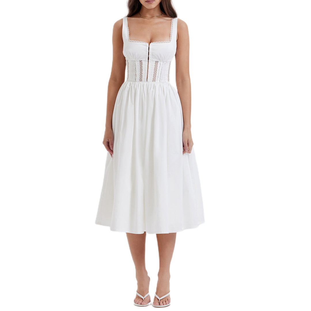 Damen Midi-Kleid mit raffinierten Spitzenakzenten und tailliertem Schnitt Echo Archiv