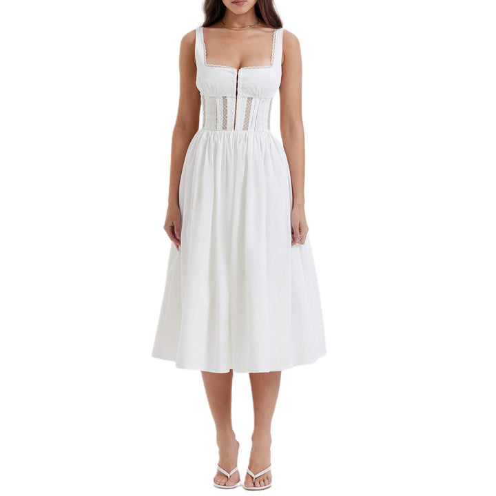 Damen Midi-Kleid mit raffinierten Spitzenakzenten und tailliertem Schnitt Echo Archiv