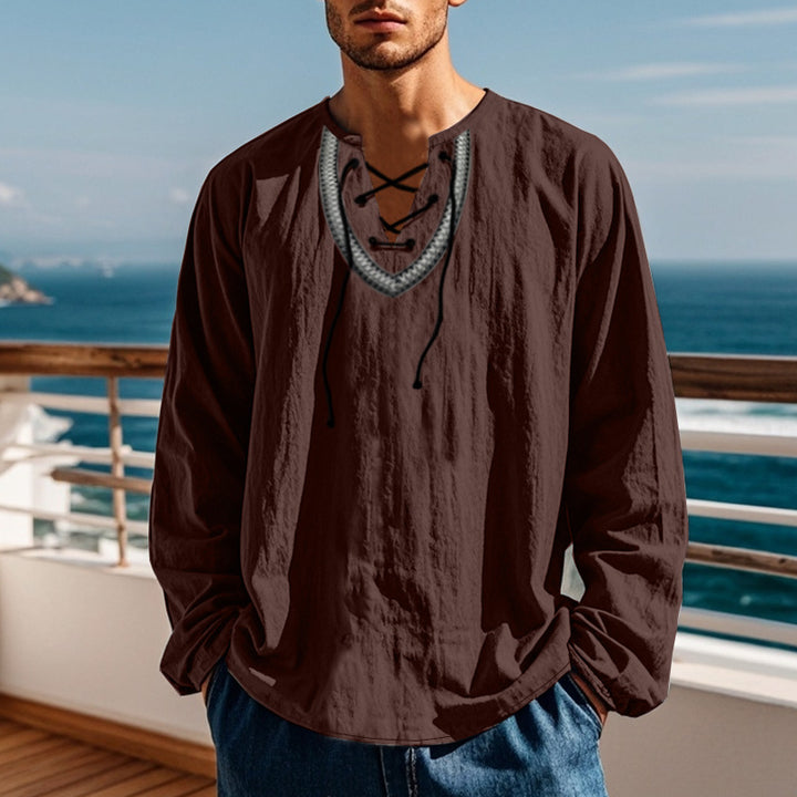 Herren Langarmshirt mit kreativem Schnürdesign Echoarchiv