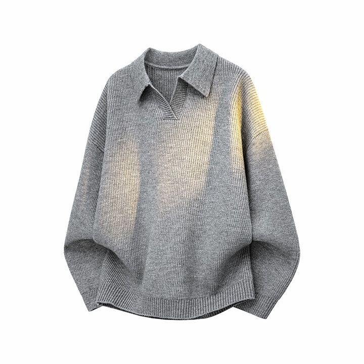 Damen Oversize Strick-Polo mit offenem V-Ausschnitt, Raglanärmeln & verlängertem Rückensaum Echoarchiv