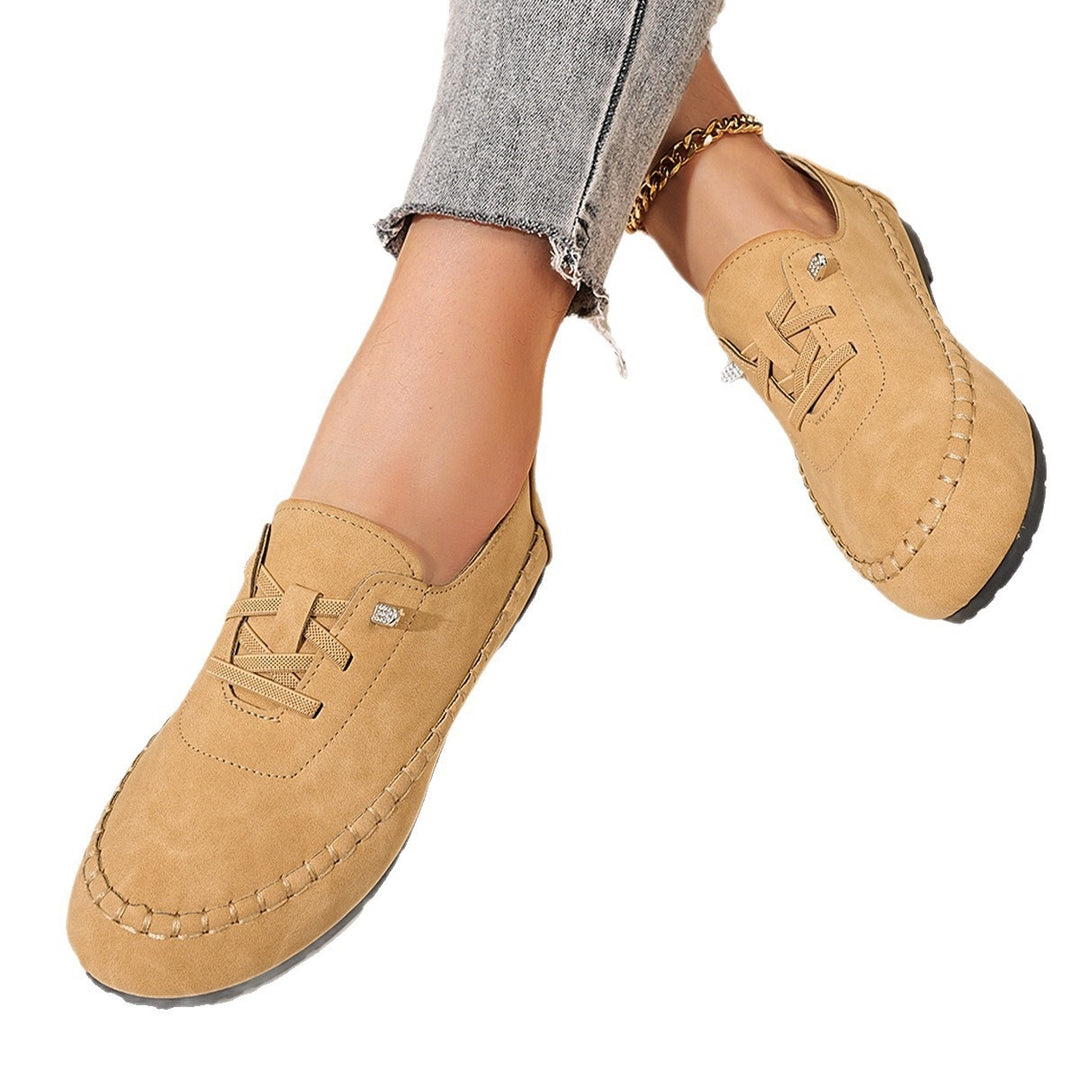 Damen nan atmungsaktive Mokassin-Slipper aus Mikrofaser mit elastischer Schnürung und rutschfester Gummisohle Echo Archiv