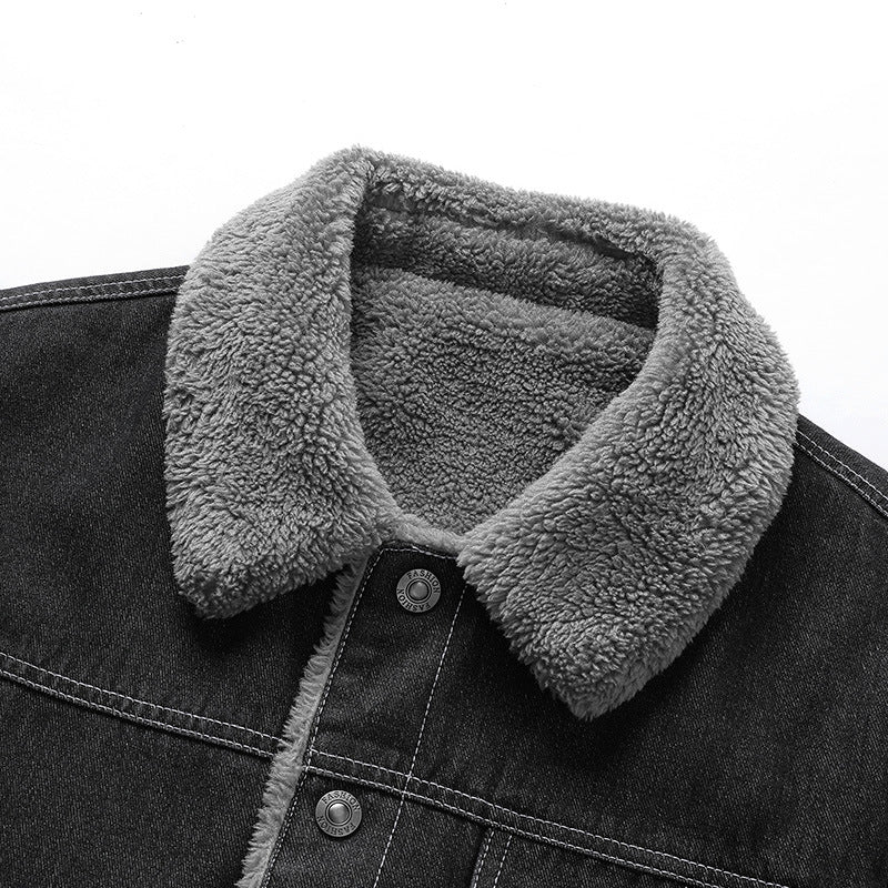 Herren Overshirt-Jacke aus Denim mit Teddyfutter und Sherpa-Kragen Echo Archiv