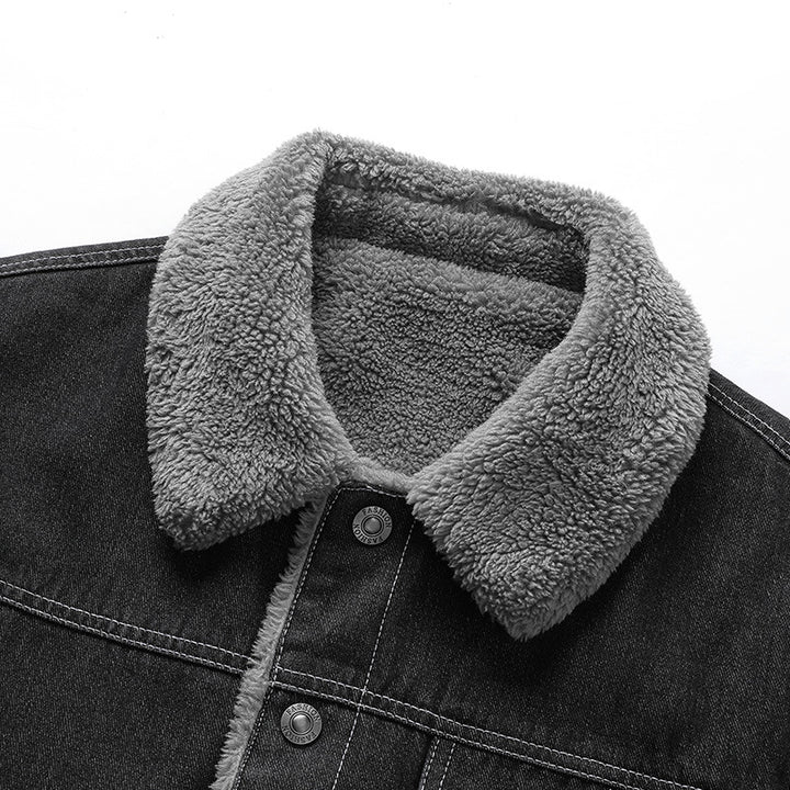 Herren Overshirt-Jacke aus Denim mit Teddyfutter und Sherpa-Kragen Echo Archiv