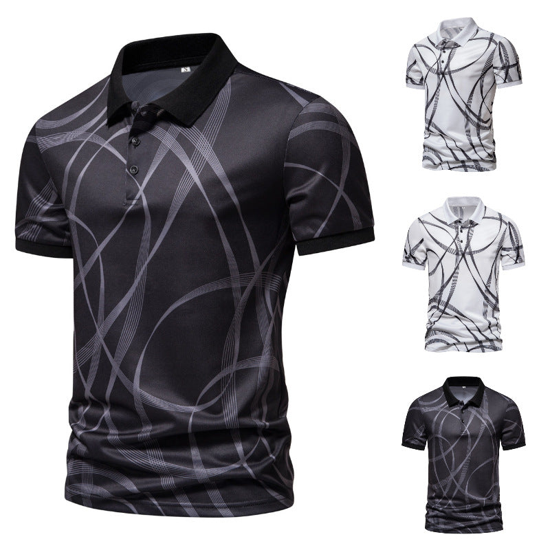 Herren Poloshirt mit modernem grafischen Muster und atmungsaktiver Textiltechnologie Echoarchiv
