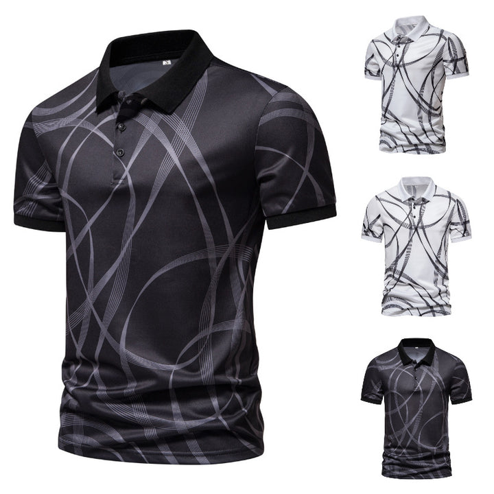 Herren Poloshirt mit modernem grafischen Muster und atmungsaktiver Textiltechnologie Echoarchiv