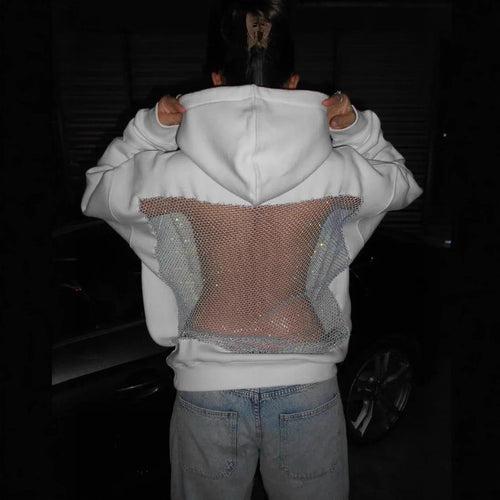 Damen nan Kapuzensweatshirt mit transparenter bestickter Rückenpartie Echo Archiv