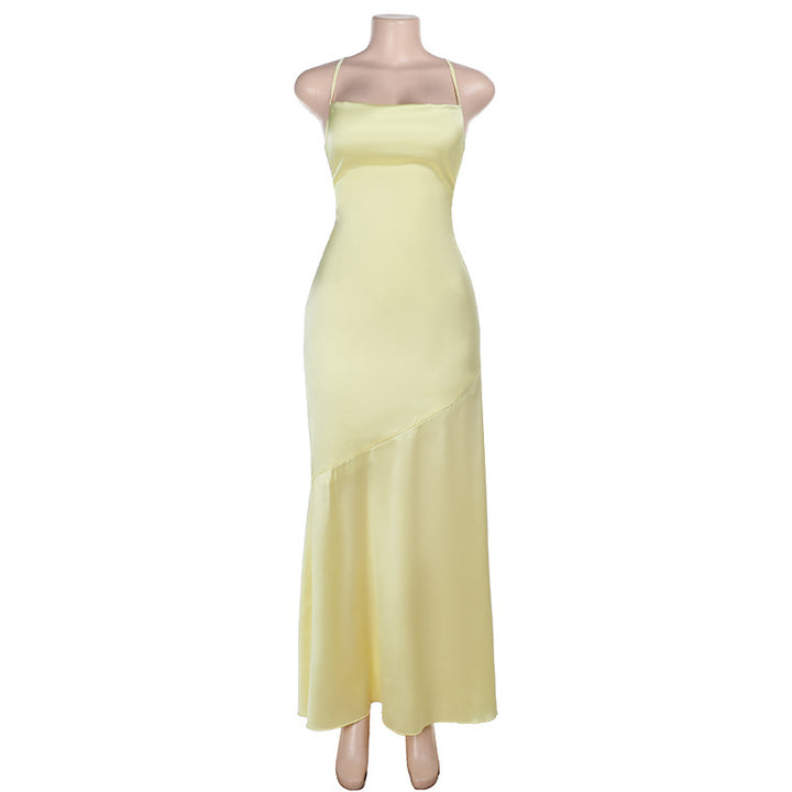 Damen Elegantes Maxikleid aus luxuriösem Satin mit verführerischem V-Ausschnitt Echo Archiv