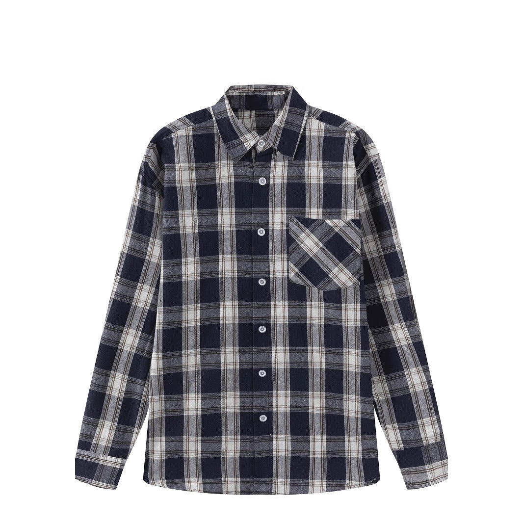Herren Langarm Flanellhemd mit Karomuster und praktischer Brusttasche Echoarchiv