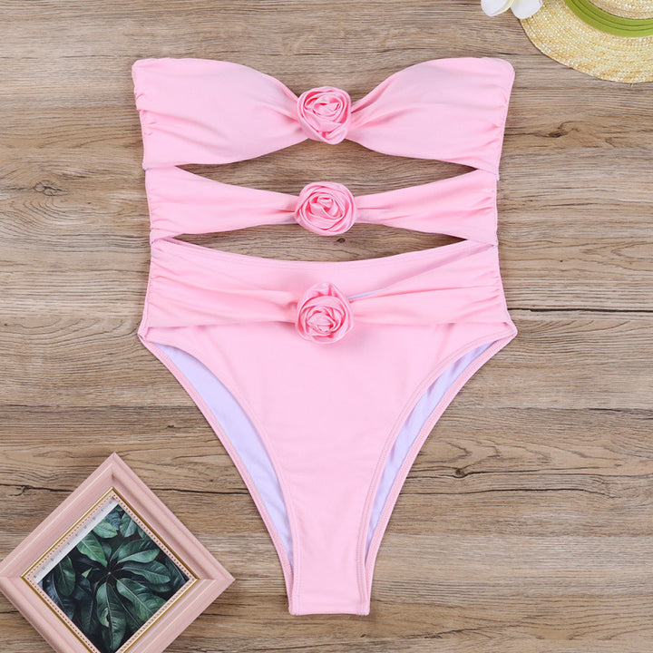 Damen Cut-Out Einteiler Badeanzug mit floralem Detail Echo Archiv