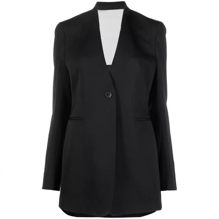 Damen Elegantes Einreihiges Longblazer-Set mit weiter Palazzo-Hose Echoarchiv
