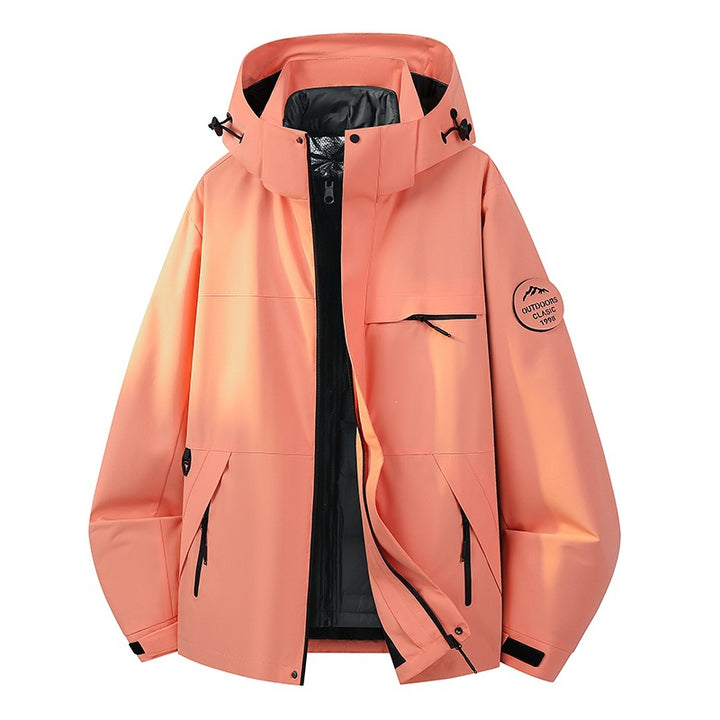 Herren Wetterfeste dreilagige Hardshelljacke mit verstellbarer Kapuze, verschweißten Nähten & Multifunktionstaschen Echoarchiv