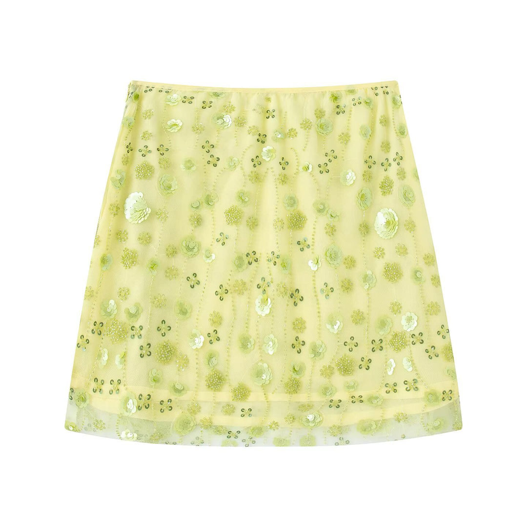Damen Minirock mit funkelnden Pailletten und floralem Design Echo Archiv