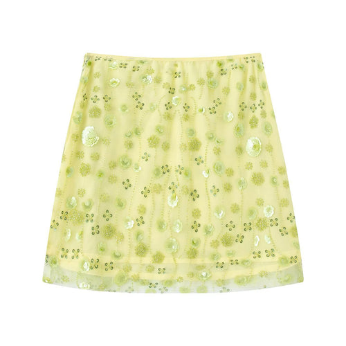 Damen Minirock mit funkelnden Pailletten und floralem Design Echo Archiv
