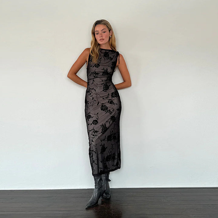Damen Elegantes Spitzenmaxikleid mit floralem Muster Echo Archiv