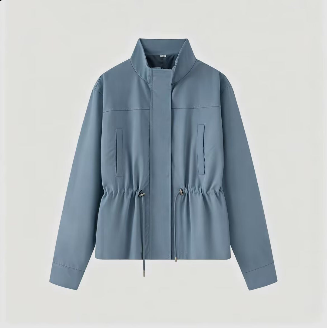 Damen Leichte Wind- und Regenjacke mit Tunnelzug-Taille und Stehkragen Echo Archiv