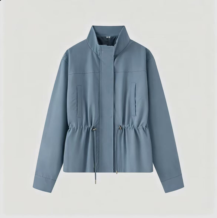 Damen Leichte Wind- und Regenjacke mit Tunnelzug-Taille und Stehkragen Echo Archiv